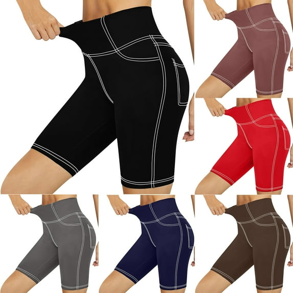 ZZwxWA Biker Shorts for Women 5”/8" High Waisted Running Workout Yoga Shorts with Back Pockets for Casual Gym