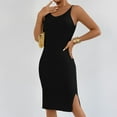 thumbnail image 1 of ZZwxWA Bodycon Tank Mini Dress for Women Club Party Spaghetti Straps Dress Tight Basic Backless Belly Control Dresses Knitted Striped, 1 of 1