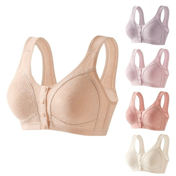 ZZwxWA Bras for Older Women Push up Breathable Front Closure Daily Bras Full Support No Underwire Plus Size Everyday Bras