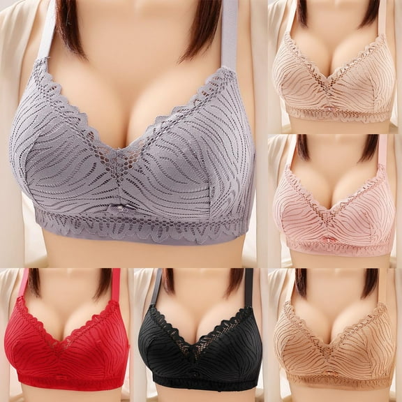 ZZwxWA Bras for Women Seamless Wireless Lace Breathable Bras Push Up Support Full Back Comfort Bras for Older Women