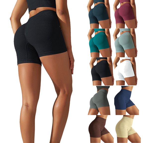 ZZwxWA Butt Lifting Womens Ribbed Yoga Shorts High Waisted Seamless Scrunch Biker Athletic Shorts Active Workout Shorts