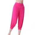 thumbnail image 1 of ZZwxWA Capris Straight Loose Fit Soft Wide Leg Workout Casual Yoga Gym Cotton Elastic Pleated Comfy Solid Pants Women Summer High Waist Trousers Hot Pink M, 1 of 4