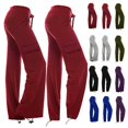 thumbnail image 1 of ZZwxWA Cargo Pants Women High Waisted Drawstring Stretchy Bootcut Yoga Pants with Pockets Wide Leg Flare Legging Lightweight Sweatpant Solid Color, 1 of 7