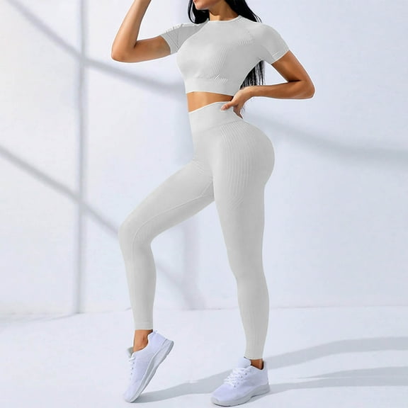 ZZwxWA Workout Sets for Women Two Piece Outfits Crop Top Matching Leggings Active Yoga Leggings Workout Sets for Women