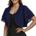 thumbnail image 1 of ZZwxWA Chiffon Women's Dressy Cardigan Shrug Ruffle Short Sleeve Open Front Loose Sheer Jackets for Tops, 1 of 2