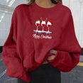 thumbnail image 1 of ZZwxWA Christmas Womens Sweater Hoodless Comfy Women's Pullover Sweatshirt Blouse Long Sleeve Womens Sweatshirt Red Wine Glass Print Casual Tops Crewneck Shirts Cleanance Sale, 1 of 7