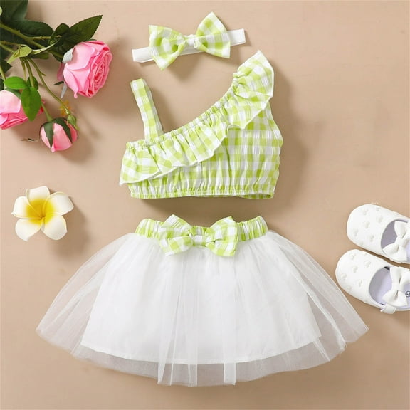 ZZwxWA Sale Skirt Suit Top Gauze Skirt Set Sleeveless Top Bow Skirt Set Girl's Top and Skirt Two-piece Set Baby Clothes Unisex