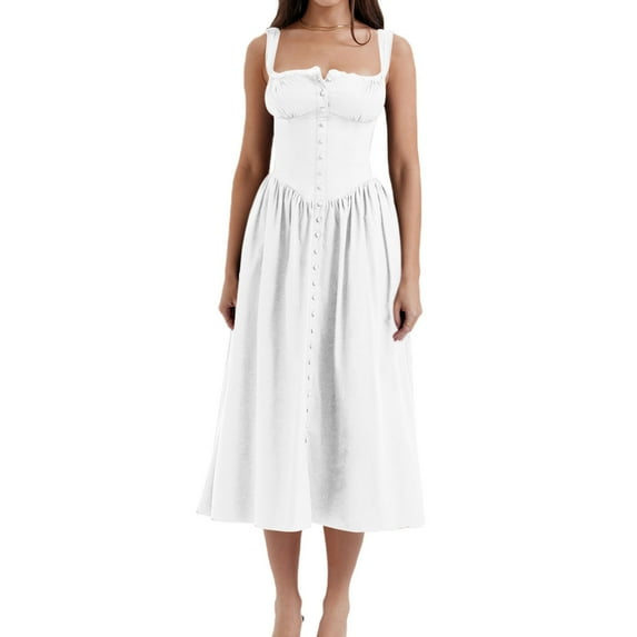 ZZwxWA Corset Dress for Women Vintage Square Neck Floral Flowy Bustier Sundress Formal Evening Party Cocktail Midi Dress