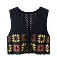 thumbnail image 1 of ZZwxWA Crochet Floral Sweater Vest for Women Casual V Neck Crop Hollow Out Sleeveless Tie Front Knit Cardigan Vest Womens Jacket, 1 of 3