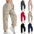 thumbnail image 1 of ZZwxWA Croped Pants for Women Hiking Cargo Pants Casual Loose Fit Elastic Waisted Drawstring Multi Pockets Lounge Trousers, 1 of 7
