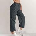 thumbnail image 1 of ZZwxWA Croped Pants for Women Hiking Cargo Pants Casual Loose Fit Elastic Waisted Drawstring Multi Pockets Lounge Trousers, 1 of 6