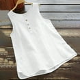 thumbnail image 1 of ZZwxWA Cute Solid Women's 2025 Tank Vest Button Tops Oversize Summer Swing Cotton Linen Blouse Sleeveless Round Neck Camisole T-Shirt White XXXXXL, 1 of 6