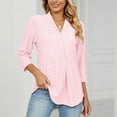thumbnail image 1 of ZZwxWA Women's V- Neck Solid Color Three Quarter Sleeve Lapel Tops, 1 of 6