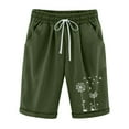 thumbnail image 1 of ZZwxWA Pants Women Summer Straight Trendy Cotton Linen Elastic Drawstring with Pocket Summer Casual Oversize Loose Cute Floral Print Half Pants High Waist Trousers Green M, 1 of 3