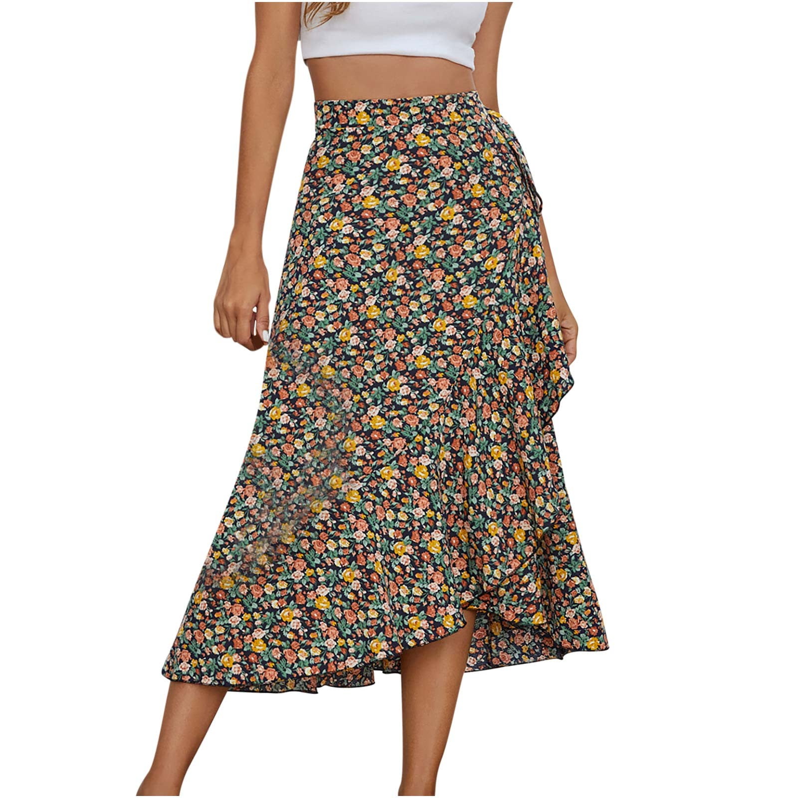 ZZwxWA Cyber&Monday Deals Skirts for women Floral Print Trendy Loose