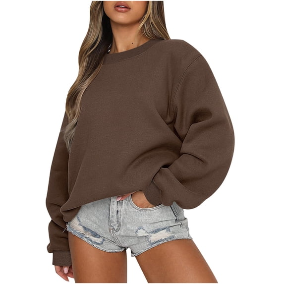 ZZwxWA Cyber_Monday Deals Sweatshirt for Women, Ladies Crewneck Sweatshirts Loose Fit Pullover Tops Womens Solid Palazzo Spring Fall Comfy Sweatshirt Sweater Long Sleeve Tops