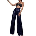 thumbnail image 1 of ZZwxWA Cyber_Monday Deals Women's Sequin High Waist Flare Leg Pants Bell Bottom Club Trousers Womens Pants Casual Glitter Wide Leg Leggings Loose Fit Comfy Homewear Trousers, 1 of 5