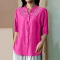 thumbnail image 1 of ZZwxWA Embroidered Tops for Women Cotton Linen Short Sleeve Summer Blouses Boho Floral Mexican Peasant Shirts Tunic Top, 1 of 4
