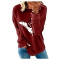 thumbnail image 1 of ZZwxWA Fall and Winter Sweatshirt for Womens Loose Fit Hoodless Cute Tops Slit Hem Blouse Long Sleeve Womens Hoodies Feather Print Casual Tops Crewneck Shirts On Sale, 1 of 6