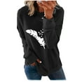 thumbnail image 1 of ZZwxWA Fall and Winter Sweatshirt for Womens Loose Fit Hoodless Cute Tops Slit Hem Blouse Long Sleeve Womens Hoodies Feather Print Casual Tops Crewneck Shirts On, 1 of 5