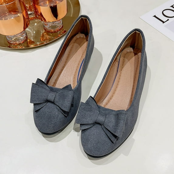 ZZwxWA Fashion Bowknot Flats for Women Cute Round Toe Slip On Ballet Flats Comfortable Work Shoes Dress Shoes