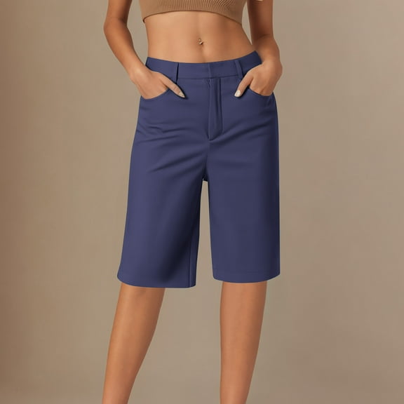 ZZwxWA Five Quarter Pants for Women Comfy Casual Slim Fit Pull On Knee Length Shorts Solid Lounge Bermuda Shorts with Pockets