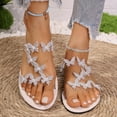 thumbnail image 1 of ZZwxWA Flat Sandals for Women Dressy Summer Beach Sandals Slip On Comfortable Sandals Cute Ankle Strap Rhinestone Sandals Vacation Casual Wedding Party Shoes, 1 of 6