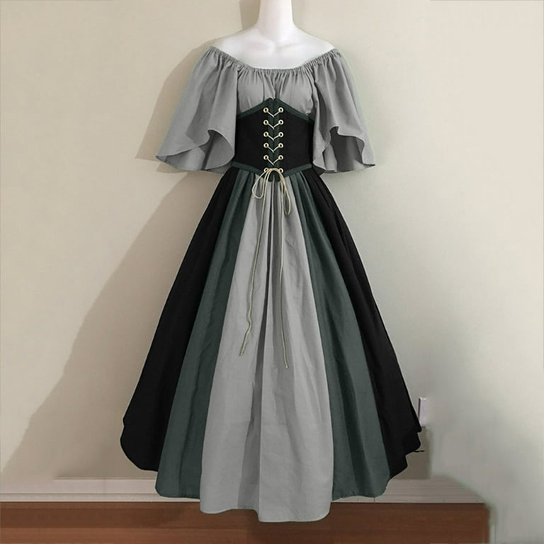 ZZwxWA Formal Dresses for Women Victorian Dress for Women with Corset,  Flare Sleeve, Vintage Long Under Dress Off Shoulder Dress Puff Sleeve  Pleated Medieval Dress Halloween Cocktail Party - Walmart.com