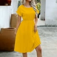 thumbnail image 1 of ZZwxWA Formal Dresses for Women Short Sleeve Crew Neck Pleated Flowy Sun Dresses Casual High Waisted Midi Holiday Clothes Cocktail Party, 1 of 6