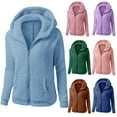 thumbnail image 1 of ZZwxWA Fuzzy Fleece Jackets for Women Long Sleeve Zip Up Hooded Fluffy Soft Teddy Coat Warm Winter Sherpa Outerwear, 1 of 4