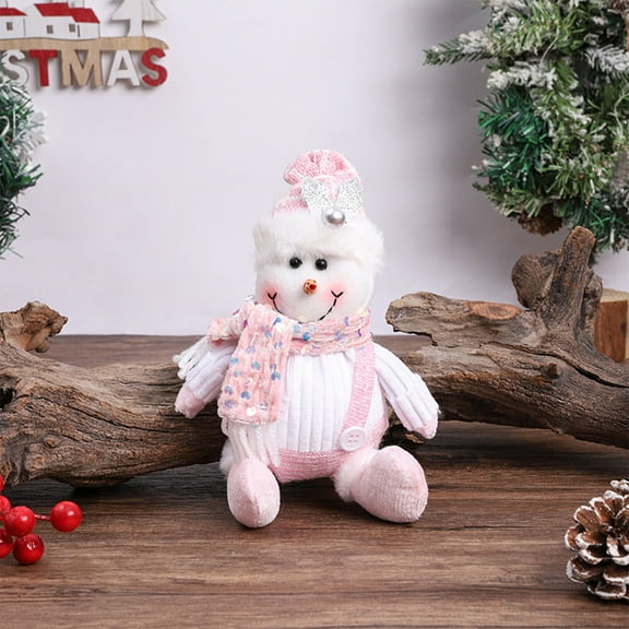 ZZwxWA Glitter Pink Christmas Plush Doll with Santa Claus Snowman Design Soft Fabric Holiday Decoration Pendant for Window Displays Festive Gift Giving