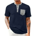 thumbnail image 1 of ZZwxWA Henley Shirts for Men Short Sleeve Fashion Three Button T Shirts 2025 Summer Work Athletic Gym Tops Moisture Wicking up to 45% Off, 1 of 4
