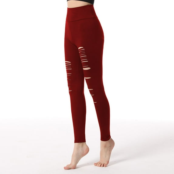 ZZwxWA High Waisted Leggings for Women Soft Breathable Belly Control Yoga Pants Workout Athletic Tights with Holes Ladies Solid Color Slim Pants