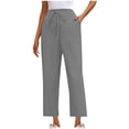 thumbnail image 1 of ZZwxWA High Waisted Loose Wide Leg Yoga Pants for Women with Pockets Lounge Casual Work Pants Women's Petite Linen Pants with Pockets for Summer Holiday Gift Finder, 1 of 3