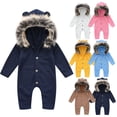 thumbnail image 1 of ZZwxWA Infant Baby Boys Girls Solid Hooded Jumpsuit Playsuit Romper Clothes, Baby Kids Romper Jumpsuit Newborn Baby Boys Girls Snowsuits Infant Toddler Winter Snow Suit Coat Clothes, 1 of 7