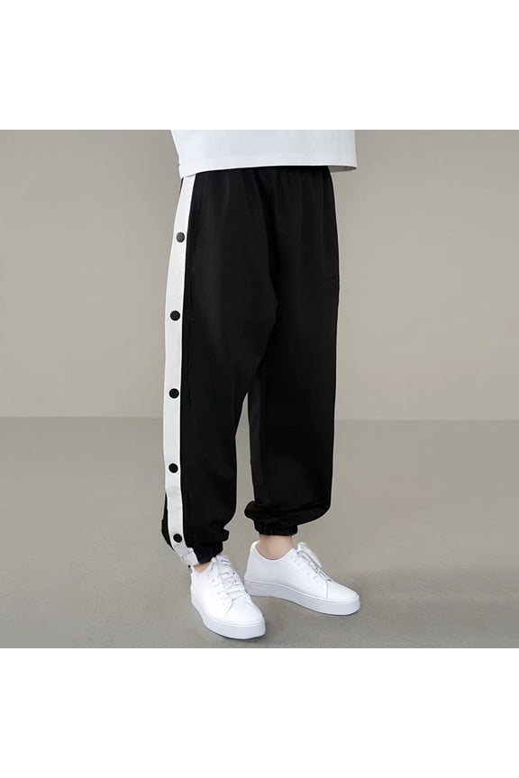 ZZwxWA Kids Boys Side Split Press Button Pants Sweatpants Sport Basketball School Trousers with Pockets Jogging Pants Holiday