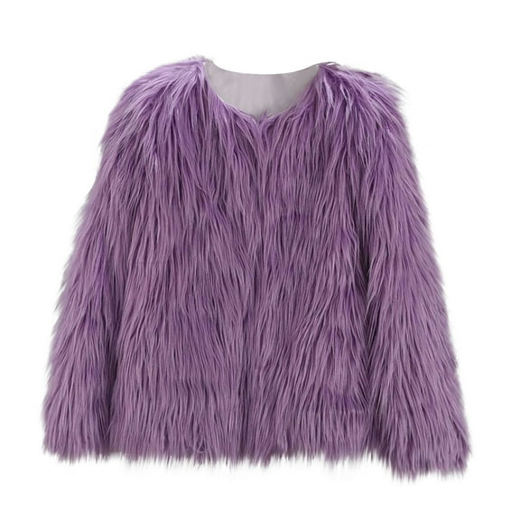 ZZwxWA Kids Clothes Girls Faux-Fur Imitation Jacket Coat Winter Snowday Thick Warm Outwear Long Sleeve V Neck Jackets