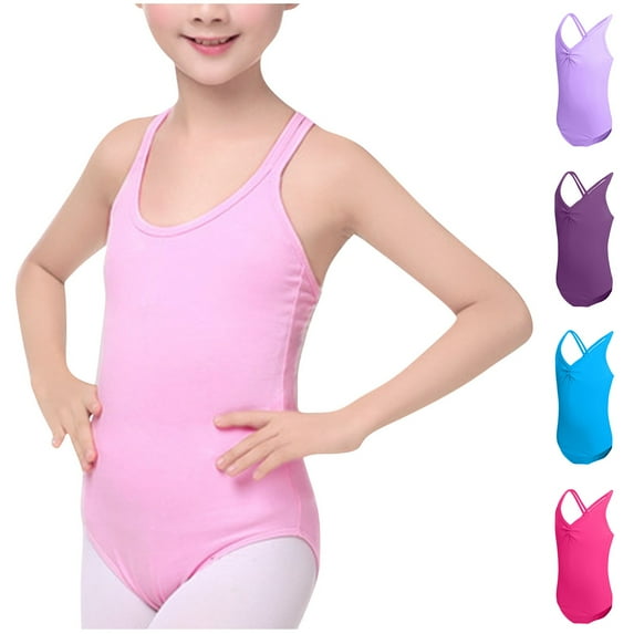 ZZwxWA Kids Girls Ballet Dance Gymnastic Leotard Athletic Camisole Bodysuit Basic Spaghetti Strap Back Unitard Festival Gift