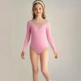thumbnail image 1 of ZZwxWA Kids Girls Ballet Leotard Sheer Mesh Long Sleeve Ballerina Dance Costume Gymnastics Training Leotards, 1 of 3