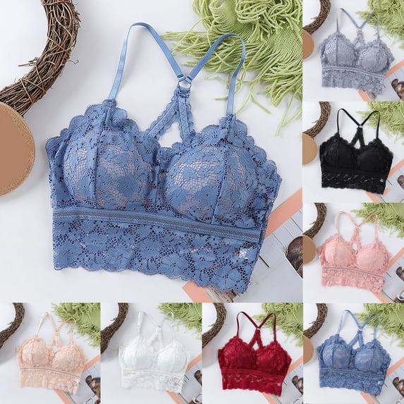 ZZwxWA Lace Bralette for Women V Neck Tank Top Spaghetti Strap Tube Slim Camisole Lingerie with Detachable Padded