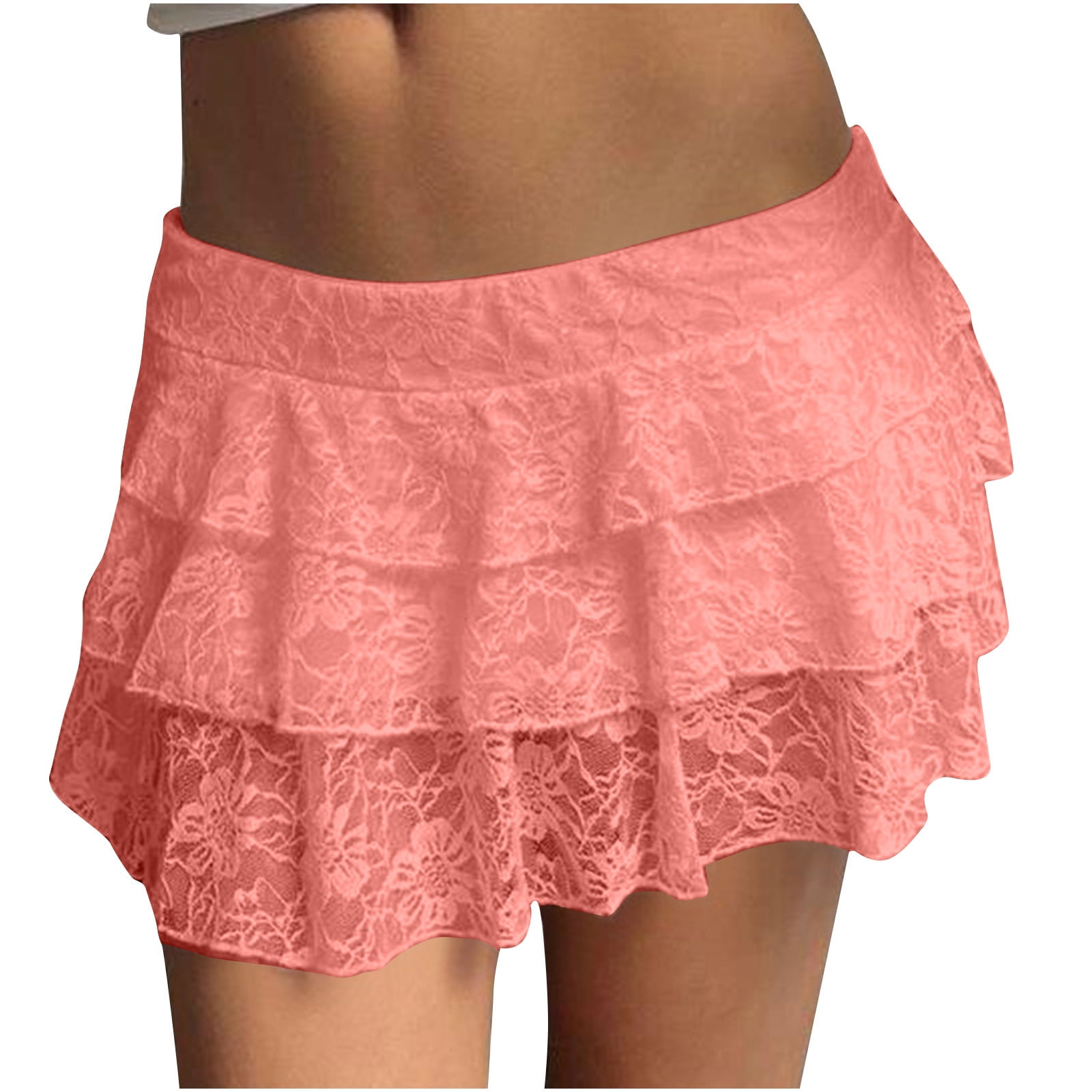 Lace-Trim Ruffled High-Waist Mini Skirt
