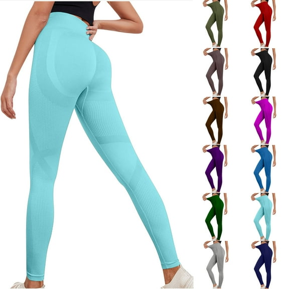 ZZwxWA Leggings for Women High Waisted Belly Control Hip Lift Scrunch Yoga Legging Solid Stretch Pants Womens Solid Workout Athletic Trousers
