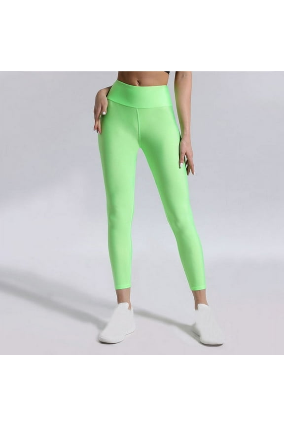 Leggings with Belly Control Tights Neon Pants High Waist Elastic Strecth Comfy Disco Party Rave Dance Trousers