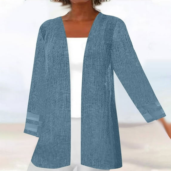 ZZwxWA Lightweight Cardigans for Women 2025 3/4 Sleeve Kimono Cardigan Tops Summer Open Front Blouse Casual Plus Size Shirt