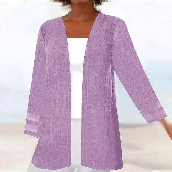 ZZwxWA Lightweight Cardigans for Women 2025 3/4 Sleeve Kimono Cardigan Tops Summer Open Front Blouse Casual Plus Size Shirt