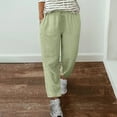 thumbnail image 1 of ZZwxWA Linen Pants Women Drawstring Waist Jogger Pants Cotton Straight Leg Pants Loose Fit Summer Pants with Pockets, 1 of 4