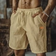 thumbnail image 1 of Brondbend Linen Shorts for Men's Summer Fashion Solid Color Lace up Elastic Waist Loose Comfy Sweatpant Crop Sport Pants Online Shopping, 1 of 5