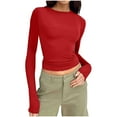 thumbnail image 1 of ZZwxWA Long Sleeve Shirts for Women, Tight Fitted Compression Workout Cute Going Out Basic Tops Teen Girls Fall Trendy 2025, 1 of 4