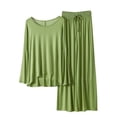 thumbnail image 1 of ZZwxWA Lounge Sets for Women 2 Piece Sleeve Crewneck Solid Loose Tops Casual Elastic Waist Pants Thin out Summer Suit Holiday, 1 of 3