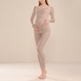 thumbnail image 1 of ZZwxWA Maternity Thermal Underwear Set Long Johns Base Layer Womens Lounge Set Square Neck Long Sleeve Top and Pants 2 Piece Stretch Soft Solid Color Pajamas Sets, 1 of 5
